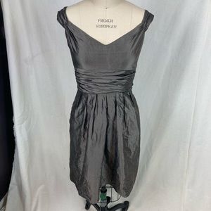 Jenny Yoo silk silver lame formal prom bridesmaid